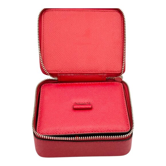Small Coach Leather Travel Jewellery Box Red - Picture 10 of 13